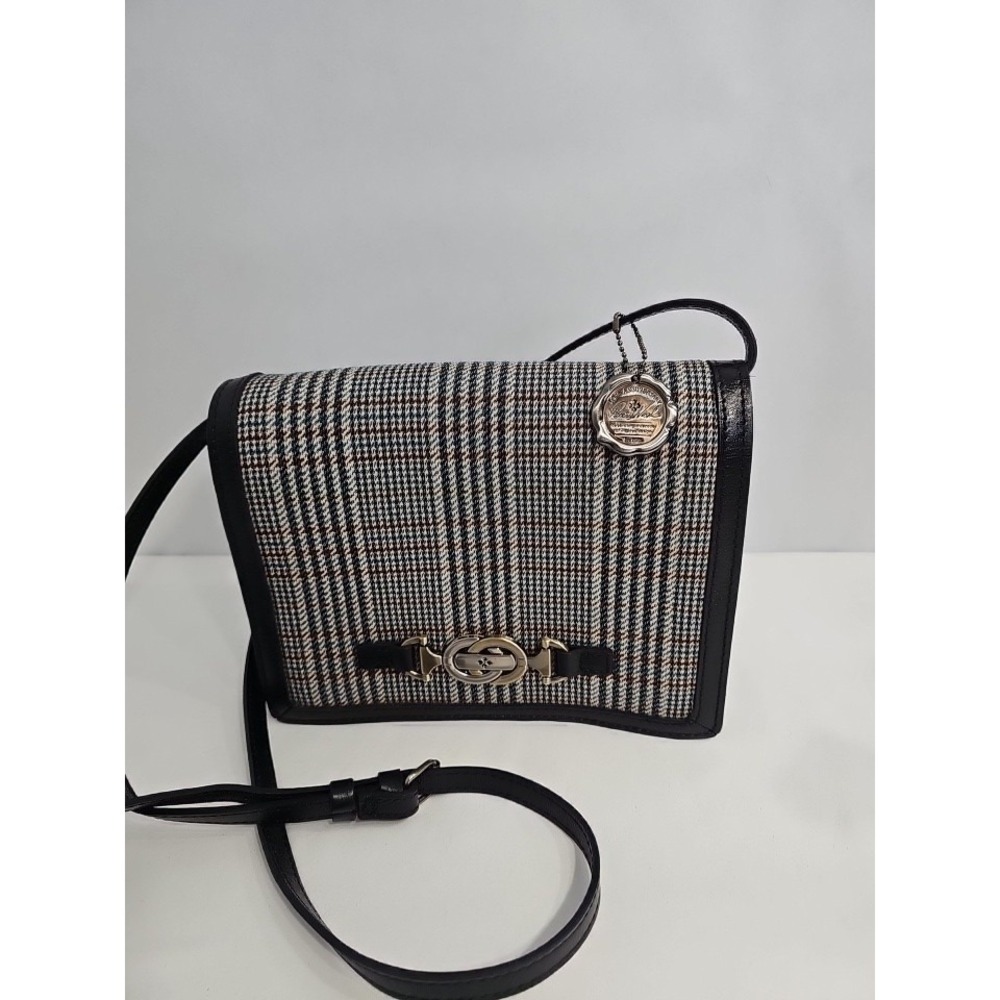 PATRICIA NASH Laurentina NWOT  Black Leather & Tweed Crossbod Bag - Excellent!